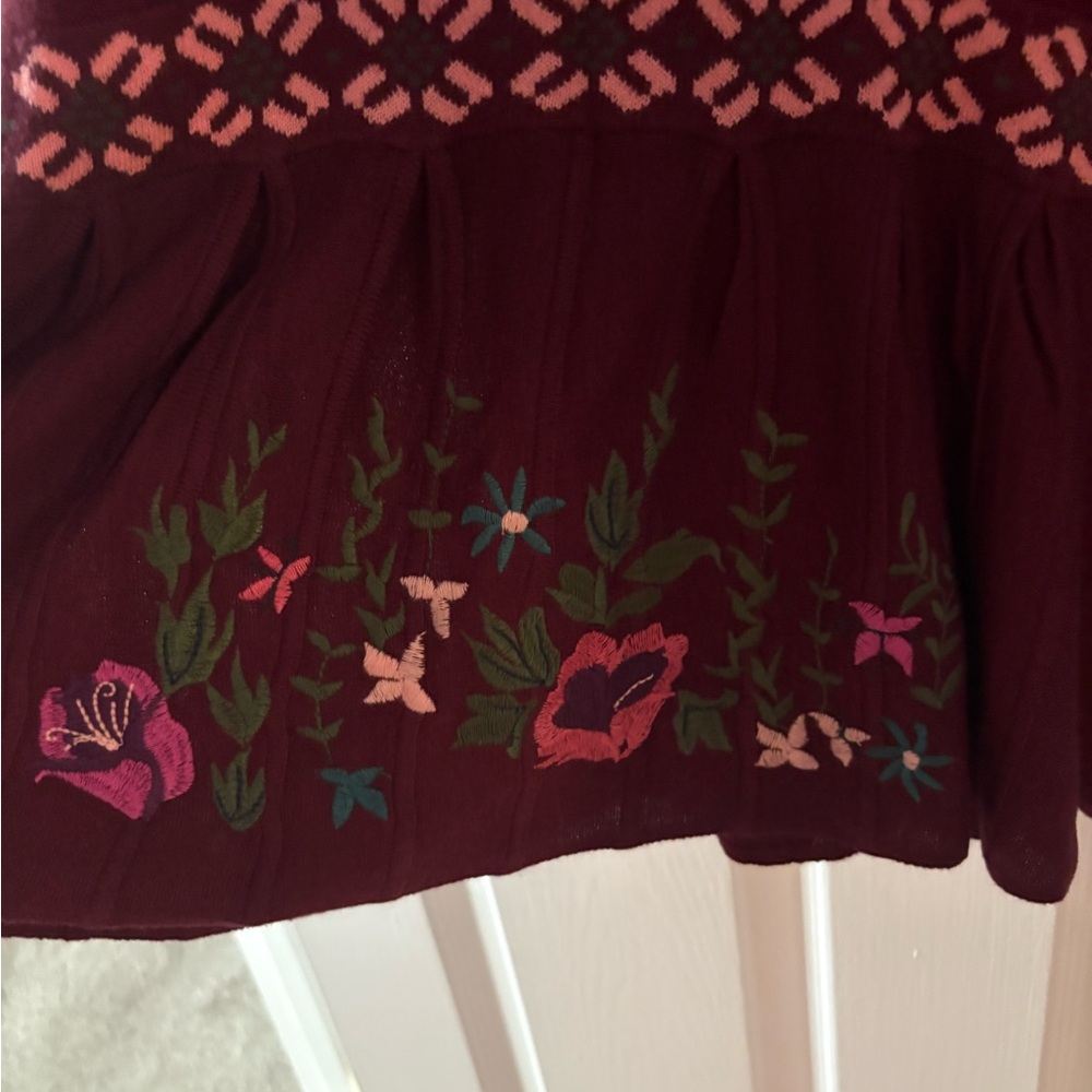 Sahalie Maroon Cardigan with Peplum & Flower Embroidery - Picture 10 of 10